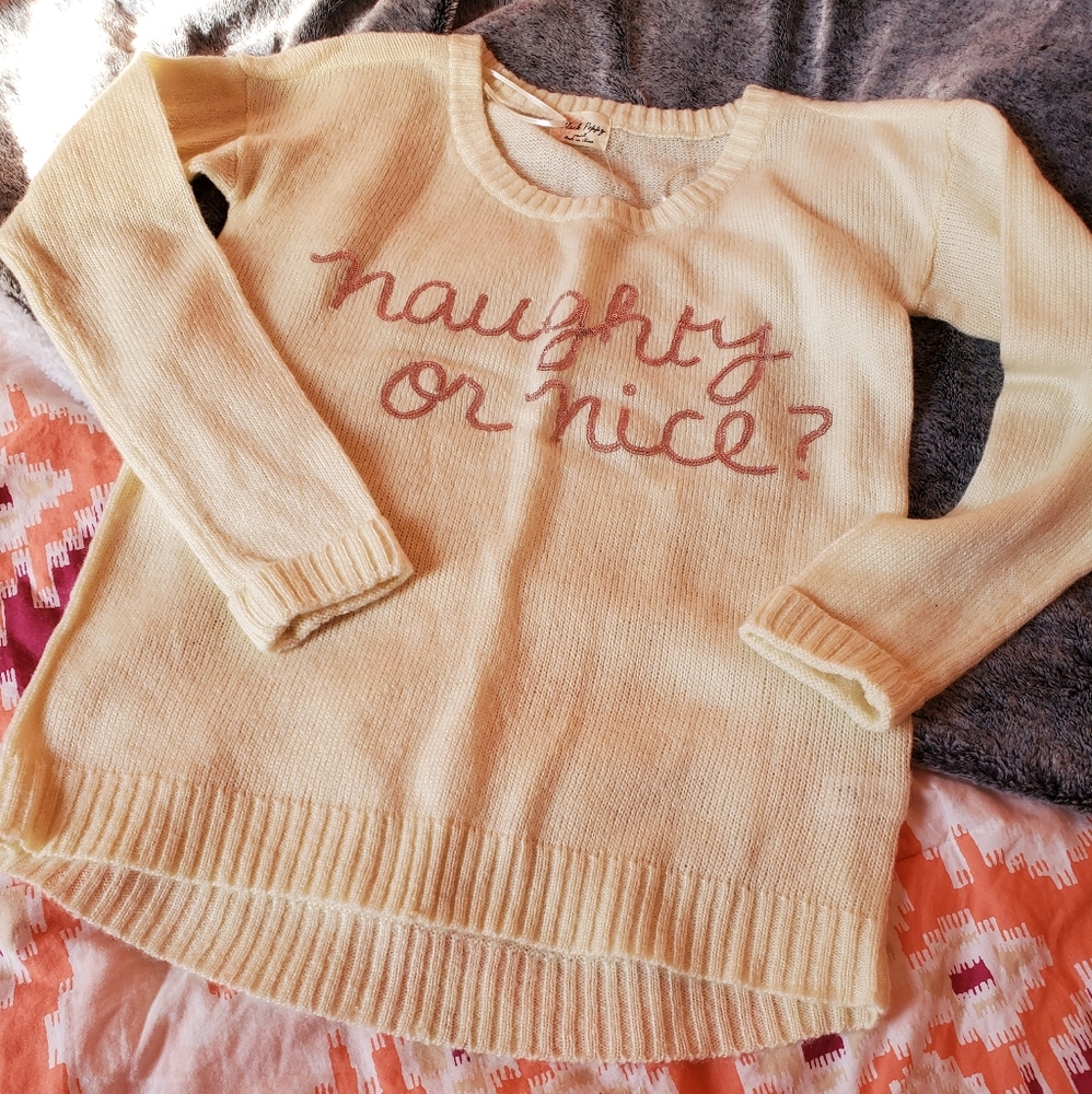 'Naughty or Nice' Cream Sweater